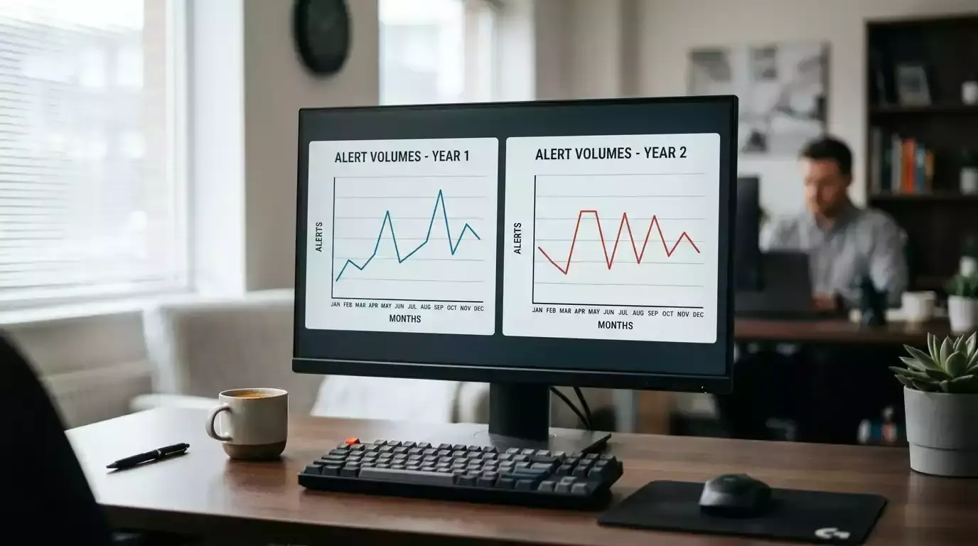 Side-by-side trend charts comparing cricket alert numbers across years