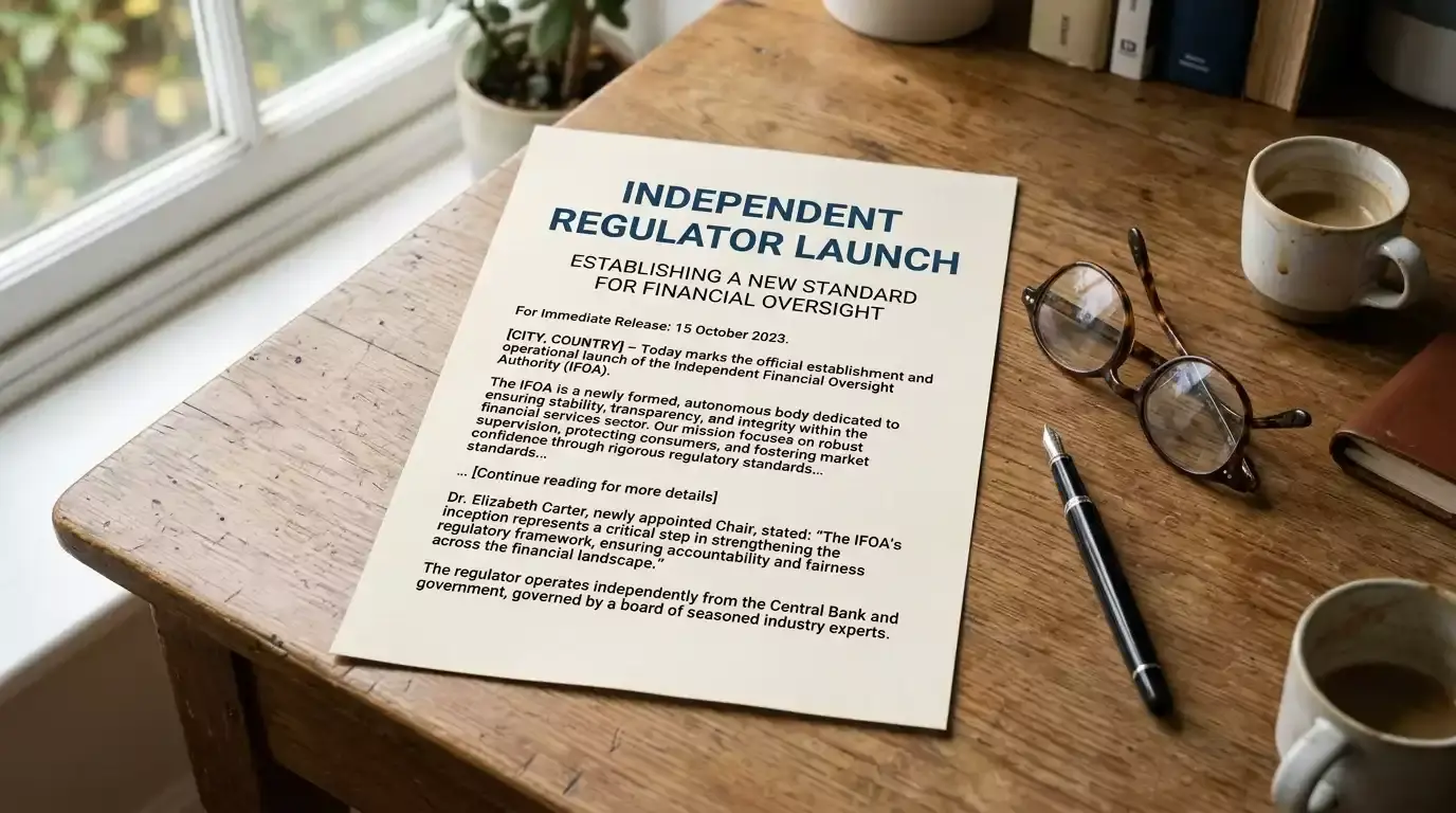 Printed ECB Cricket Regulator launch press document on a desk