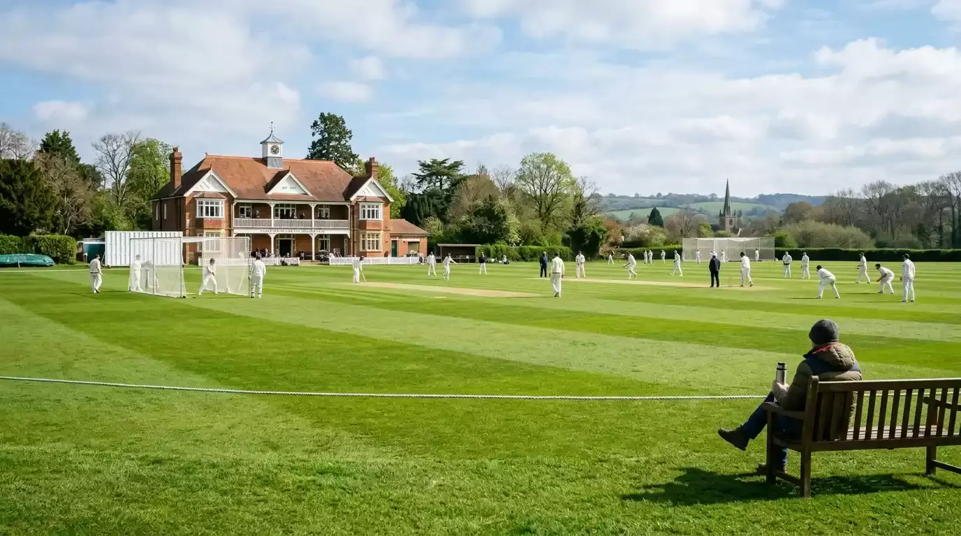 Opening morning of an English domestic cricket season at a county ground