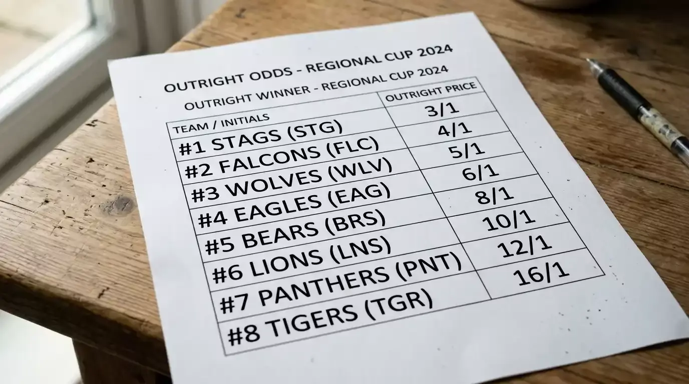 Eight-team outright board for The Hundred season on a printed page