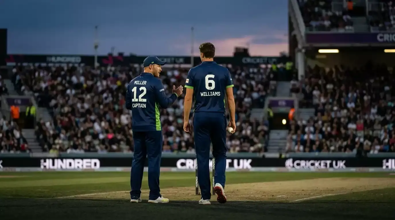 Captain rotating bowlers between five-ball sets at a Hundred-style match