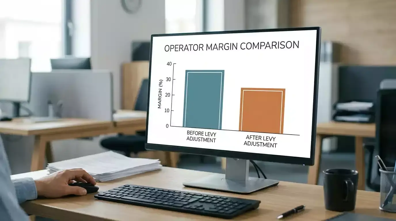 Operator margin analysis with simple bar charts on a monitor