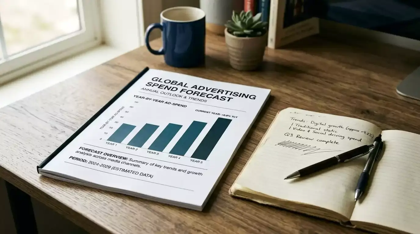 Printed advertising forecast document mentioning 2028 black-market projections